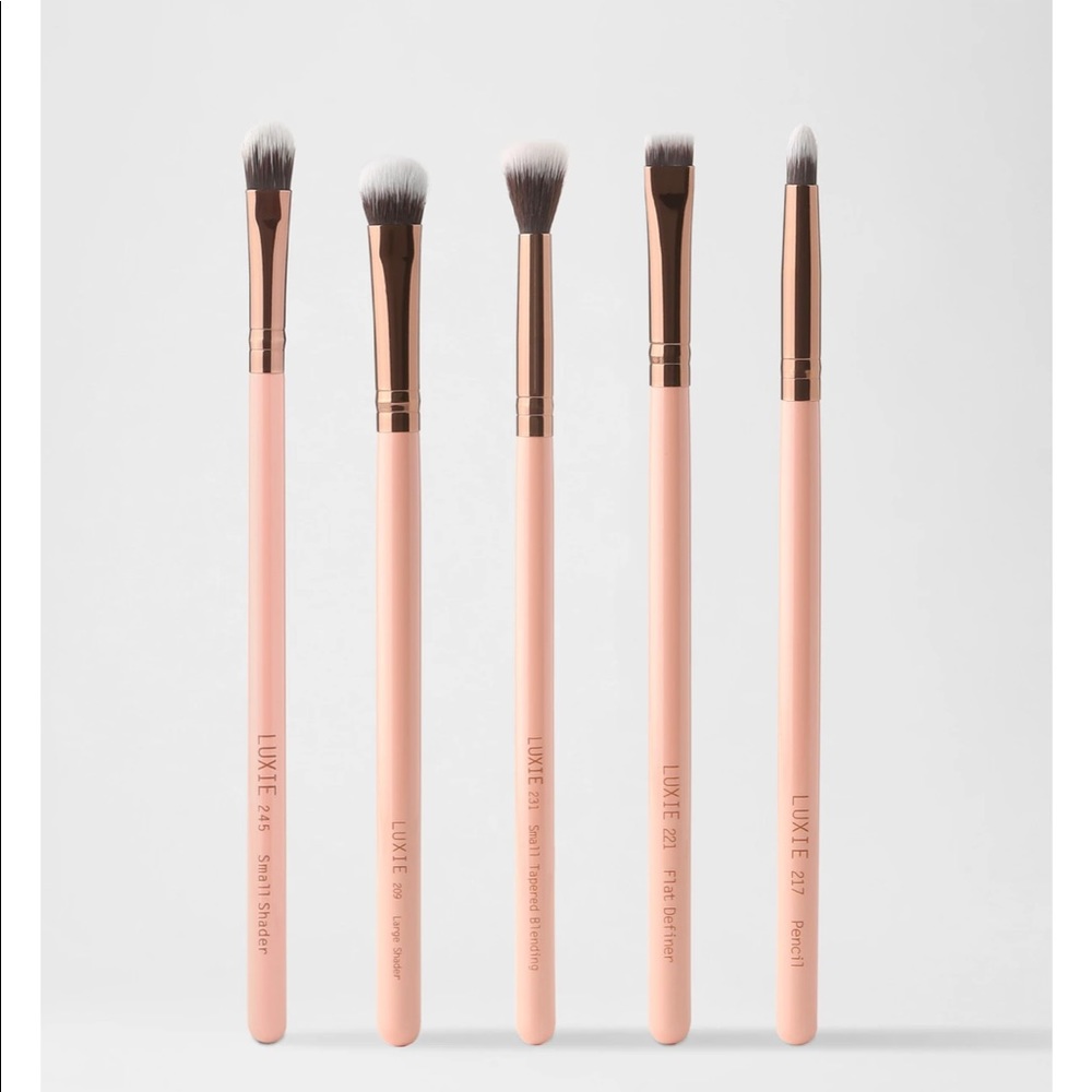 LUXIE EYECONIC EYE BRUSH SET ROSE GOLD $45 NIP